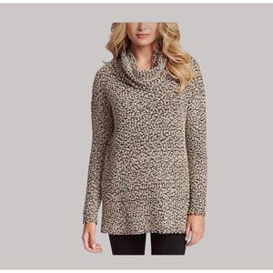 Jessica Simpson Nava Cowl Neck Sweater Womens Small Cobblestone Black Cozy‎